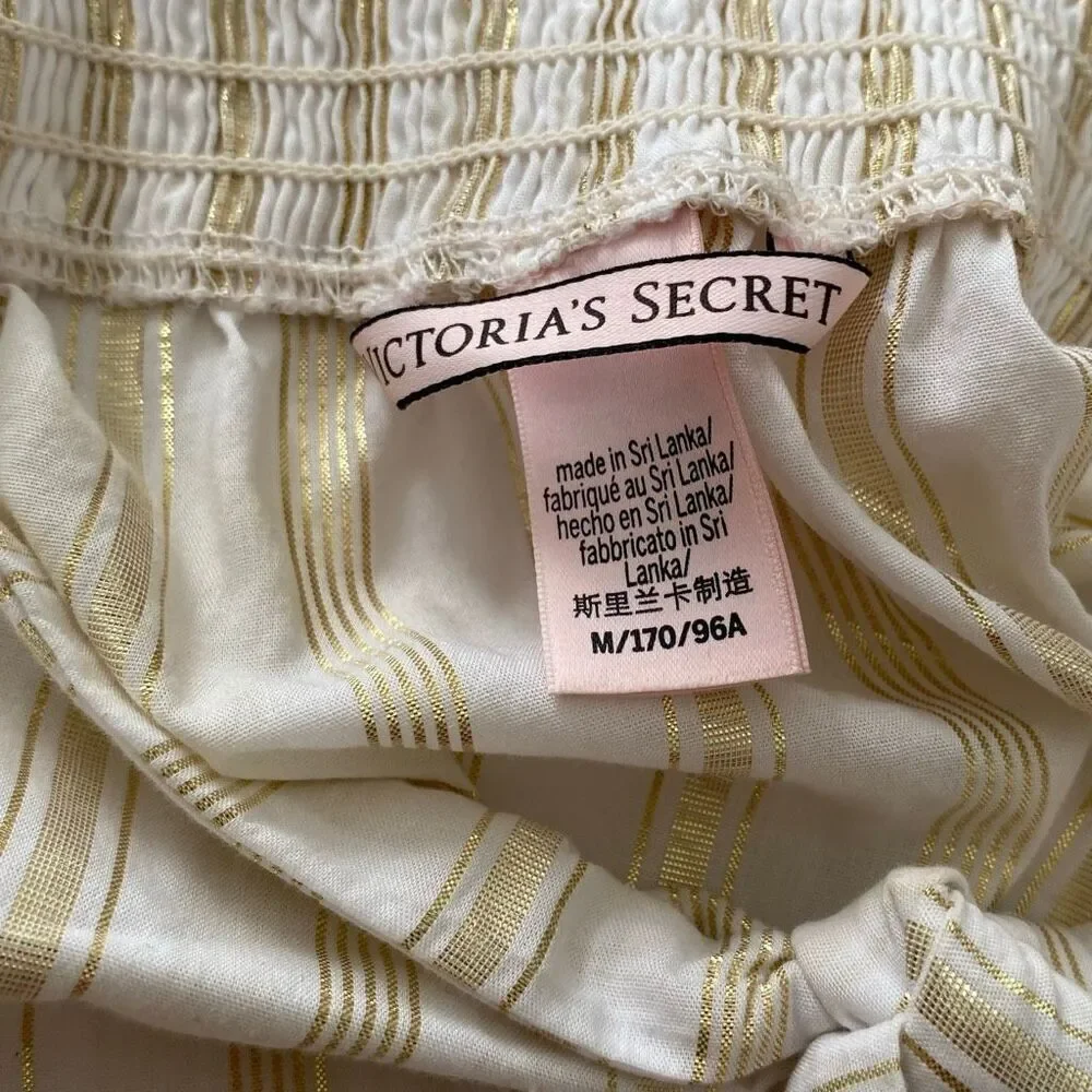 Victoria’s Secret Gold Striped Tie-Front Cami Top Size M – Adjustable Straps